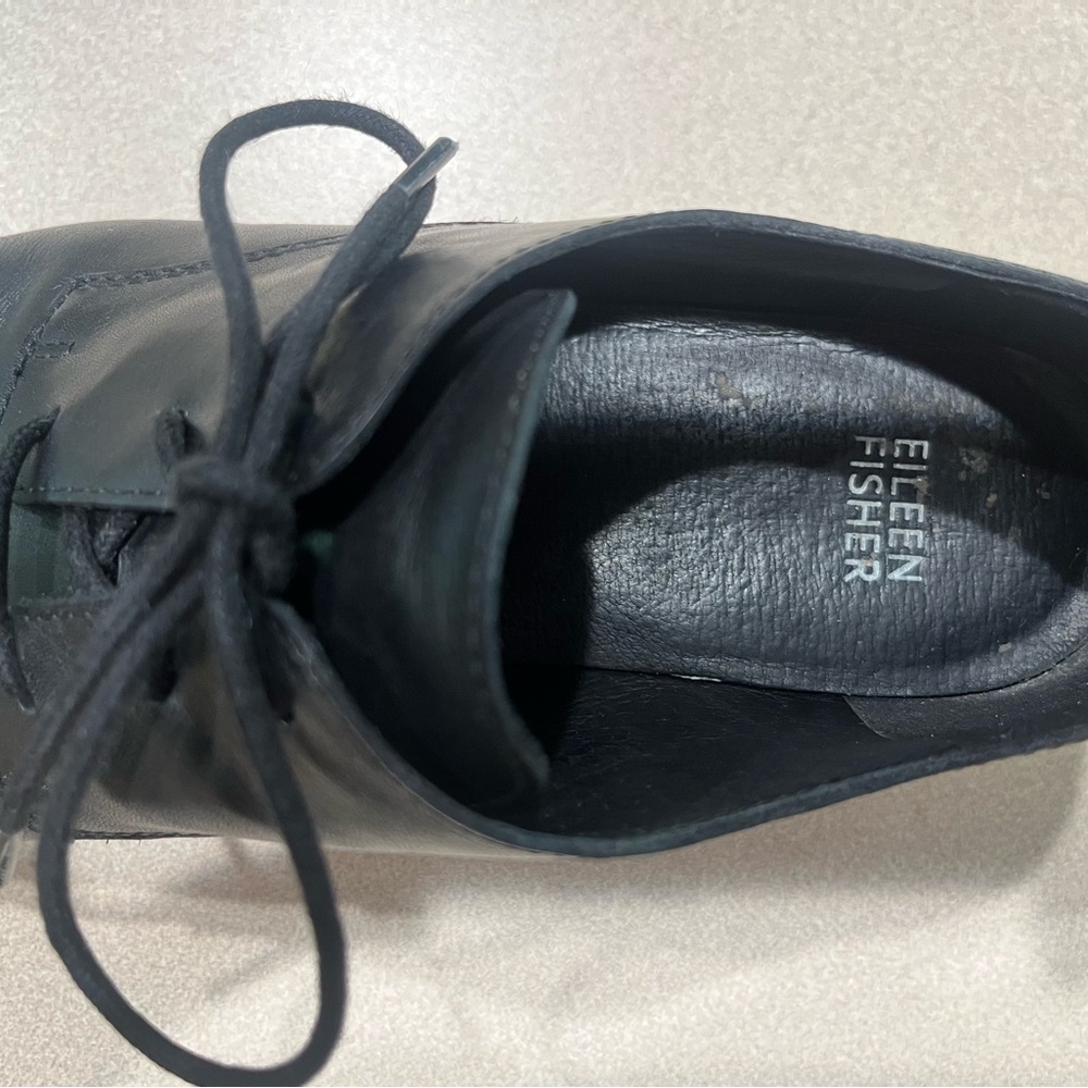 Eileen Fisher Black Leather Oxfords - Picture 3 of 6